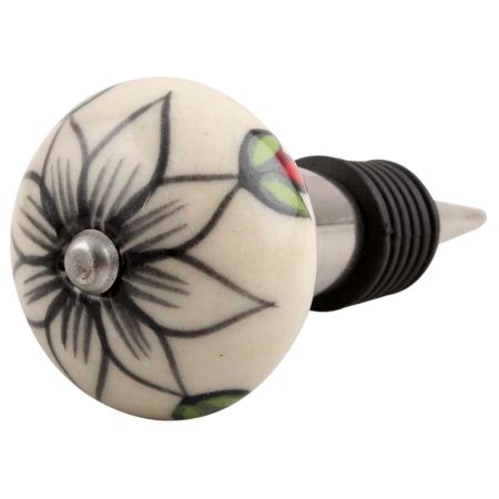 Black Flower Ceramic Wine Stopper